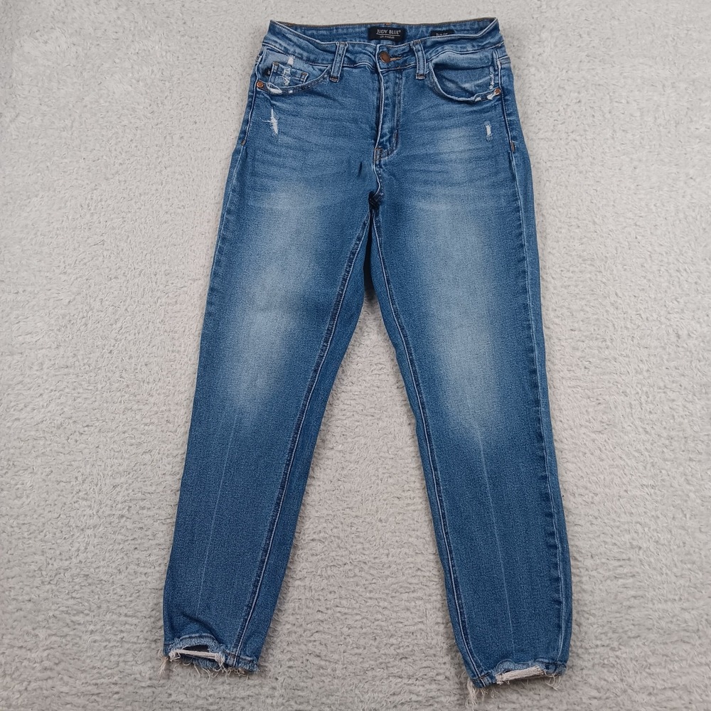 Judy Blue Jean Slim Fit Woman 7/28 Blue Distressed Raw Hem JB88480